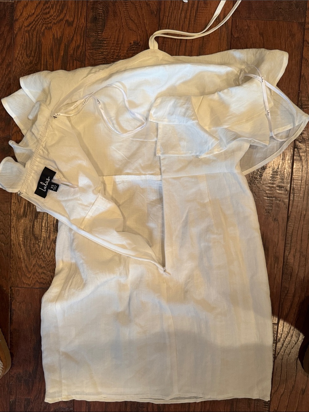 NWT Lulu's white Ruffle Mini Dress - Picture 4 of 6